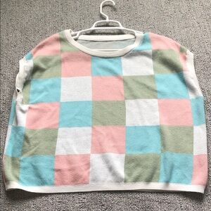 Pastel Check Women’s Crewneck Sleeveless Sweater